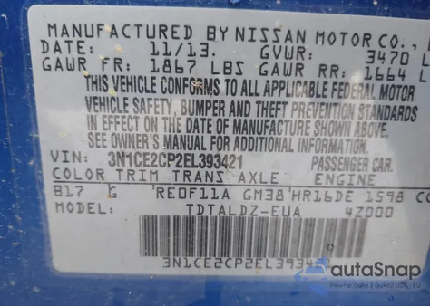 2014 Nissan Versa Note Sv from USA, damaged, VIN 3N1CE2CP2EL393421